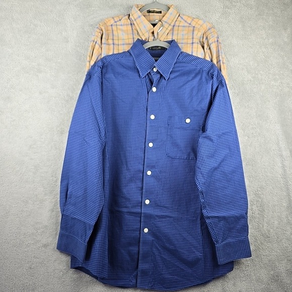 Lot Of 2 Orvis Button Shirts‎ Mens Large Plaid Dress Signature Collection - Picture 1 of 13